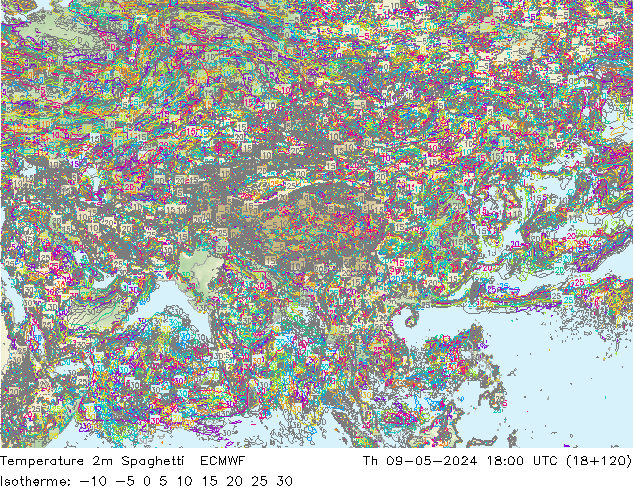 Temperaturkarte Spaghetti ECMWF Do 09.05.2024 18 UTC