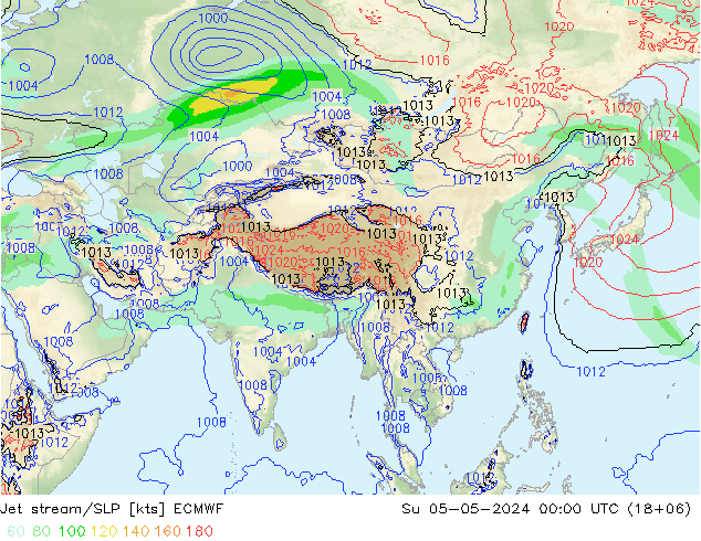 Jet stream ECMWF Dom 05.05.2024 00 UTC