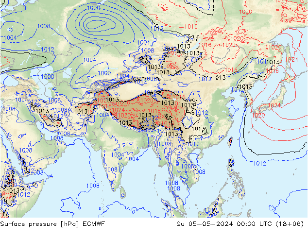 Surface pressure ECMWF Su 05.05.2024 00 UTC