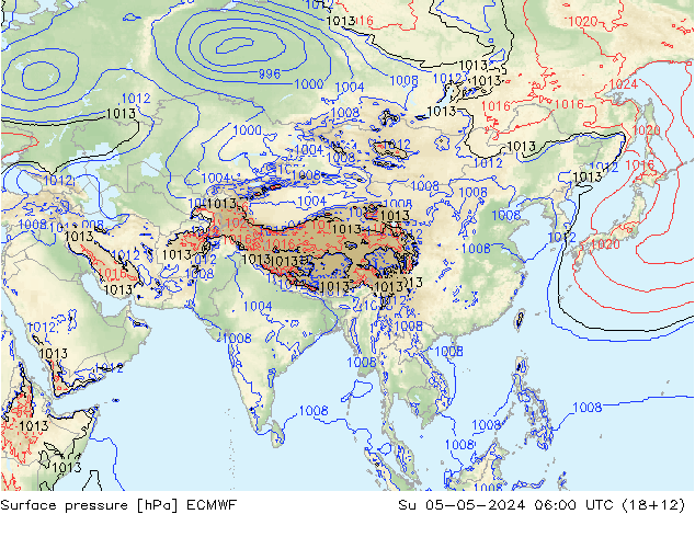 Surface pressure ECMWF Su 05.05.2024 06 UTC