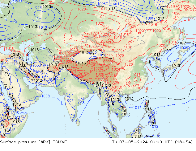 Yer basıncı ECMWF Sa 07.05.2024 00 UTC