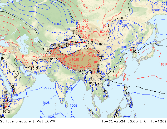 ciśnienie ECMWF pt. 10.05.2024 00 UTC