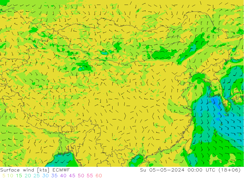 风 10 米 ECMWF 星期日 05.05.2024 00 UTC