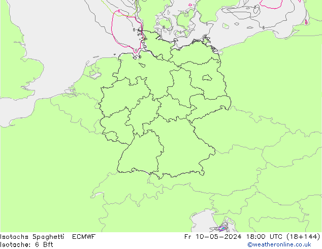 Izotacha Spaghetti ECMWF pt. 10.05.2024 18 UTC