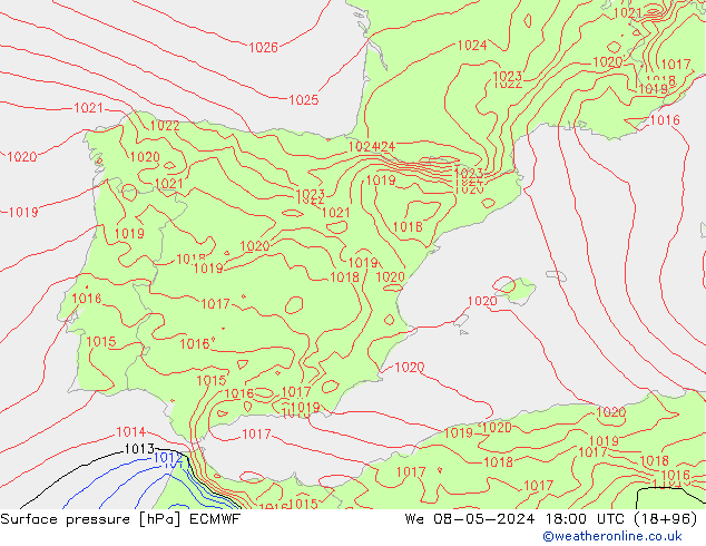 приземное давление ECMWF ср 08.05.2024 18 UTC