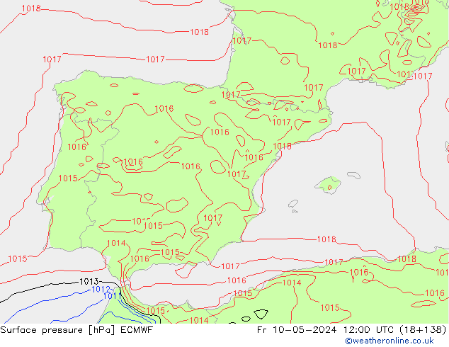 Pressione al suolo ECMWF ven 10.05.2024 12 UTC