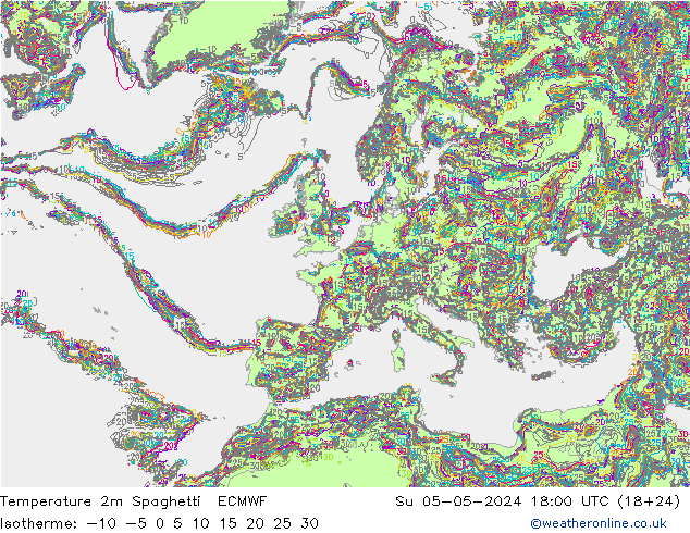 Temperaturkarte Spaghetti ECMWF So 05.05.2024 18 UTC