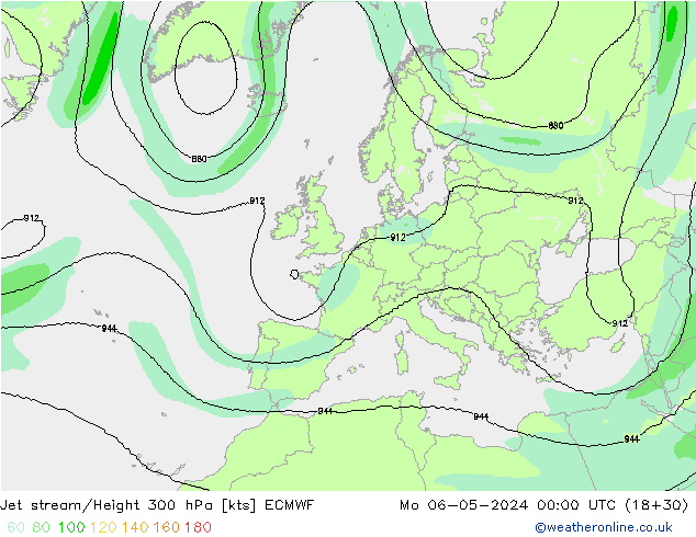 Corrente a getto ECMWF lun 06.05.2024 00 UTC