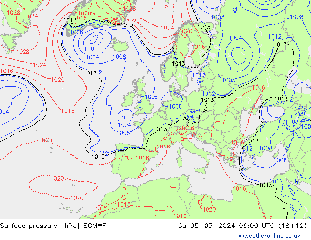 Yer basıncı ECMWF Paz 05.05.2024 06 UTC