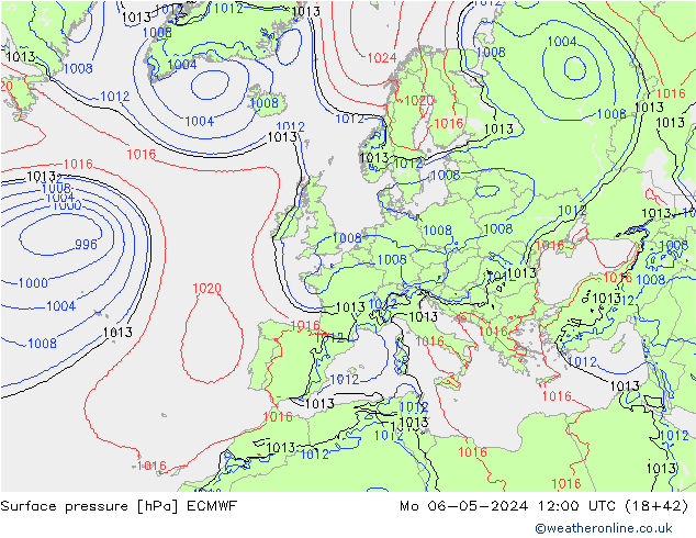 Presión superficial ECMWF lun 06.05.2024 12 UTC