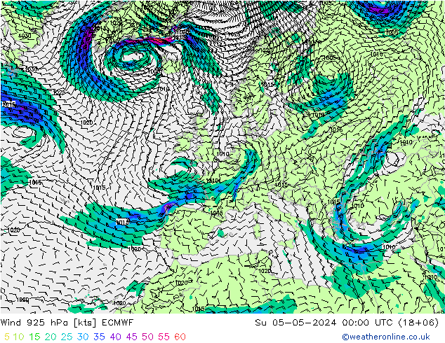Wind 925 hPa ECMWF Su 05.05.2024 00 UTC