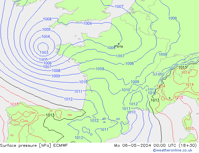 pressão do solo ECMWF Seg 06.05.2024 00 UTC