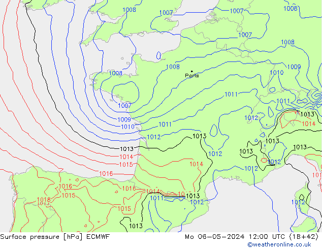 Luchtdruk (Grond) ECMWF ma 06.05.2024 12 UTC