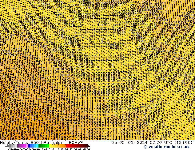 Height/Temp. 850 hPa ECMWF nie. 05.05.2024 00 UTC