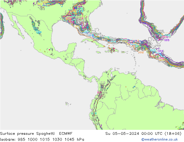 pressão do solo Spaghetti ECMWF Dom 05.05.2024 00 UTC