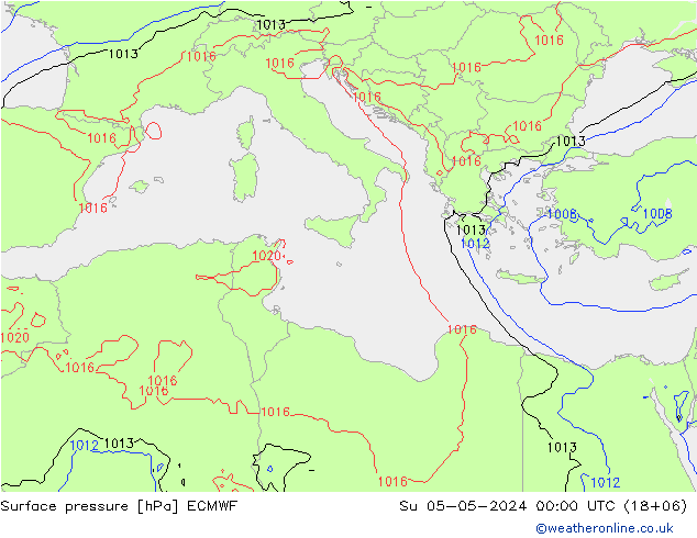 Surface pressure ECMWF Su 05.05.2024 00 UTC