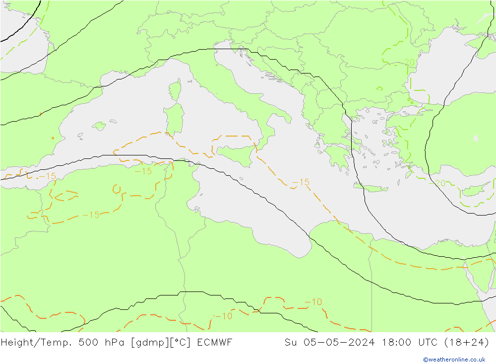 Yükseklik/Sıc. 500 hPa ECMWF Paz 05.05.2024 18 UTC