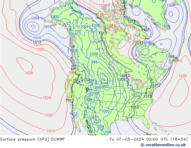 Surface pressure ECMWF Tu 07.05.2024 00 UTC