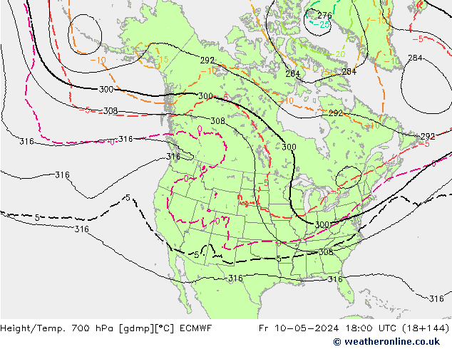 Hoogte/Temp. 700 hPa ECMWF vr 10.05.2024 18 UTC