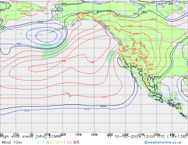 High wind areas ECMWF Fr 10.05.2024 12 UTC