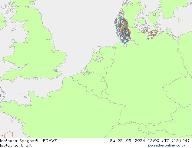 Eşrüzgar Hızları Spaghetti ECMWF Paz 05.05.2024 18 UTC
