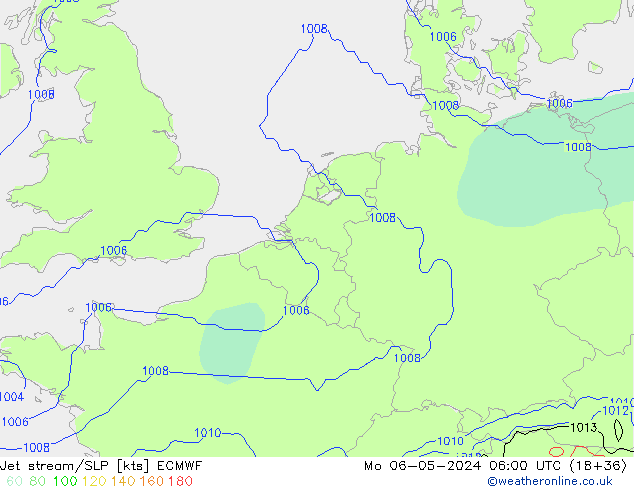 Prąd strumieniowy ECMWF pon. 06.05.2024 06 UTC