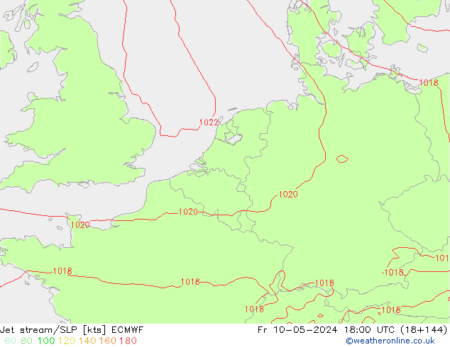 Prąd strumieniowy ECMWF pt. 10.05.2024 18 UTC