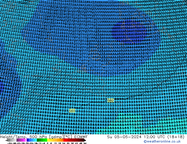 Height/Temp. 500 hPa ECMWF Su 05.05.2024 12 UTC