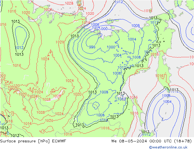 Yer basıncı ECMWF Çar 08.05.2024 00 UTC