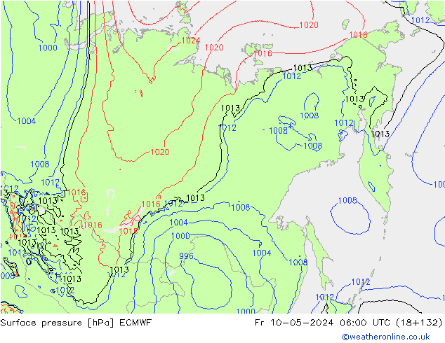 приземное давление ECMWF пт 10.05.2024 06 UTC