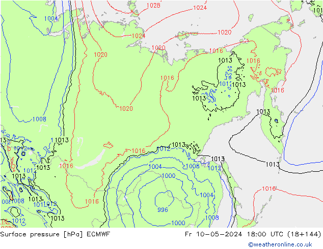 Yer basıncı ECMWF Cu 10.05.2024 18 UTC