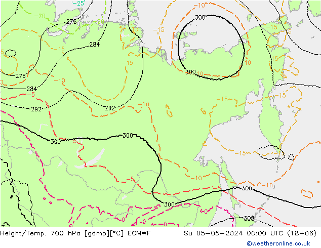 Height/Temp. 700 hPa ECMWF  05.05.2024 00 UTC