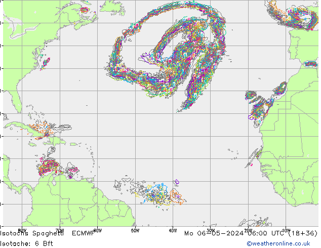 Isotachs Spaghetti ECMWF Po 06.05.2024 06 UTC