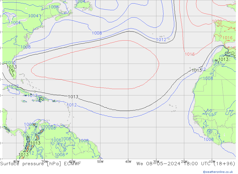 Luchtdruk (Grond) ECMWF wo 08.05.2024 18 UTC