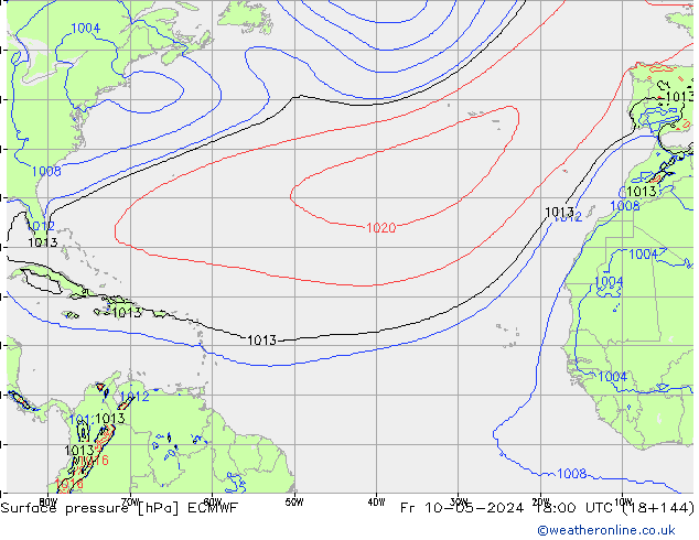 приземное давление ECMWF пт 10.05.2024 18 UTC