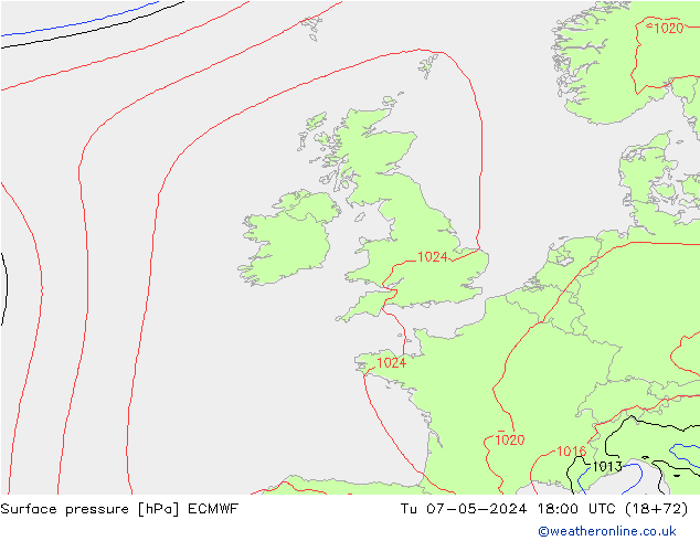 Bodendruck ECMWF Di 07.05.2024 18 UTC