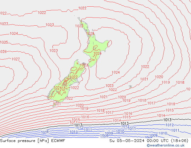 Surface pressure ECMWF Su 05.05.2024 00 UTC