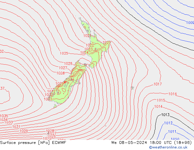 pression de l'air ECMWF mer 08.05.2024 18 UTC