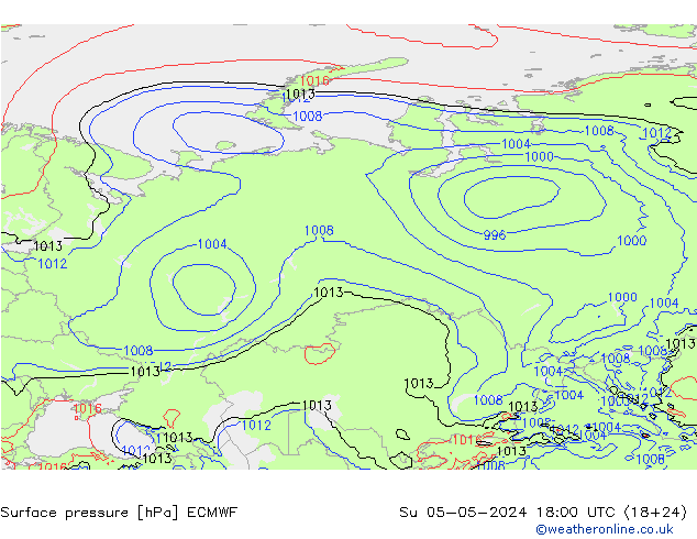 приземное давление ECMWF Вс 05.05.2024 18 UTC