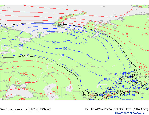 Surface pressure ECMWF Fr 10.05.2024 06 UTC