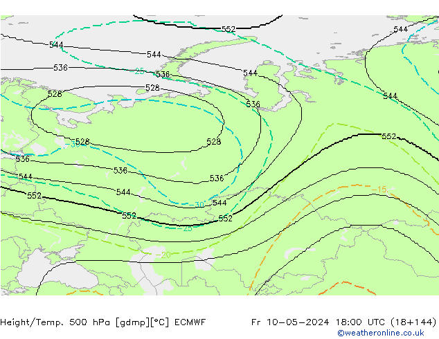 Yükseklik/Sıc. 500 hPa ECMWF Cu 10.05.2024 18 UTC