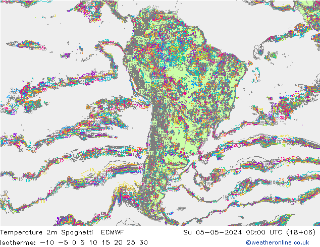 Temperatuurkaart Spaghetti ECMWF zo 05.05.2024 00 UTC