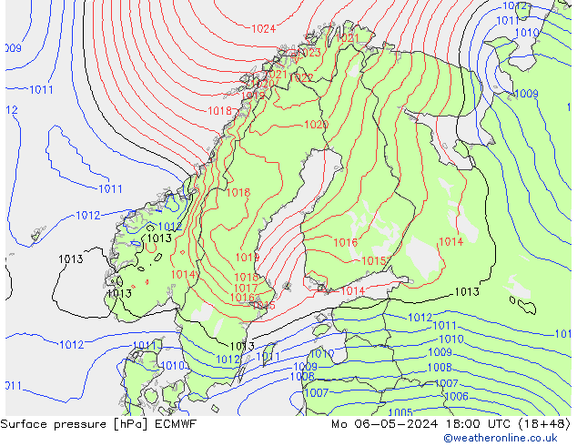 Bodendruck ECMWF Mo 06.05.2024 18 UTC