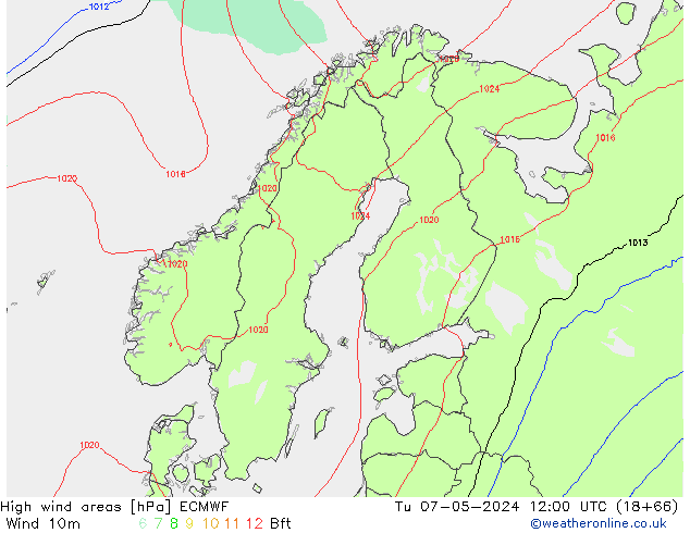 High wind areas ECMWF Tu 07.05.2024 12 UTC
