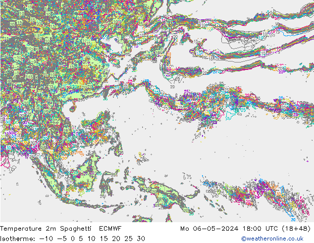 Temperature 2m Spaghetti ECMWF Mo 06.05.2024 18 UTC