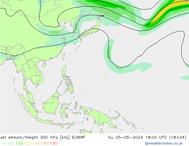 Jet stream/Height 300 hPa ECMWF Su 05.05.2024 18 UTC