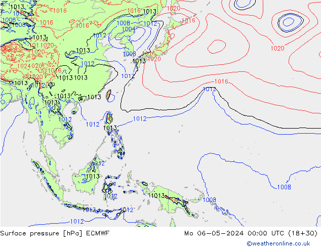 Atmosférický tlak ECMWF Po 06.05.2024 00 UTC