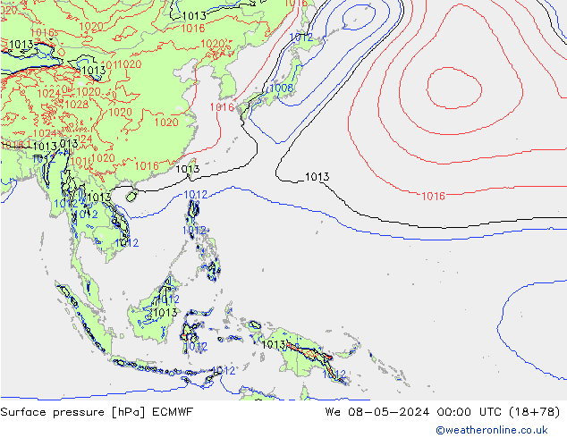 Luchtdruk (Grond) ECMWF wo 08.05.2024 00 UTC