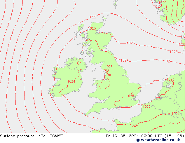 Bodendruck ECMWF Fr 10.05.2024 00 UTC