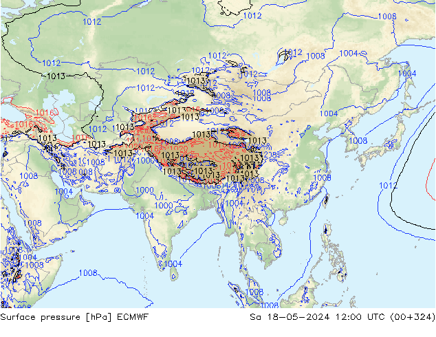 Surface pressure ECMWF Sa 18.05.2024 12 UTC